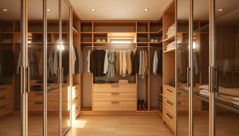 Begehbarer Kleiderschrank in kleinem Raum