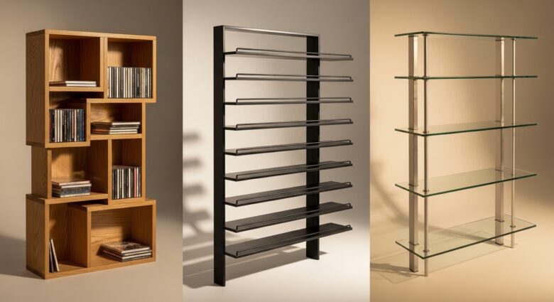 CD Rack oder CD Schrank [Bildinhalt mit KI erstellt]