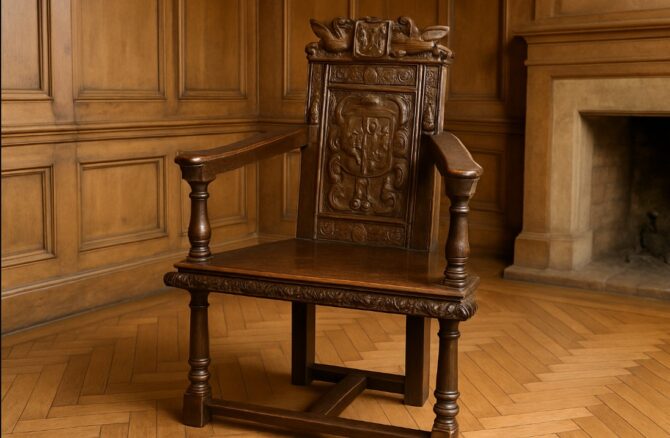 Caquetoire Renaissance Stuhl mit Stil [Bildinhalt mit KI erstellt]