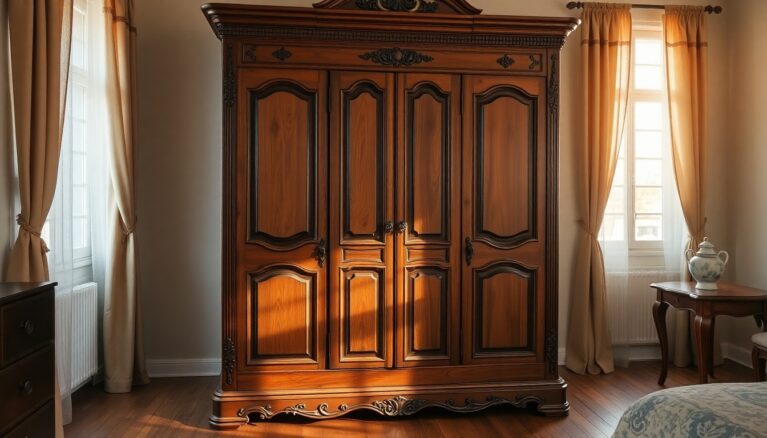 Der Frankfurter Schrank ist ein traditioneller Kleiderschrank der typischerweise aus massivem Holz gefertigt ist [Bildinhalt mit KI erstellt]