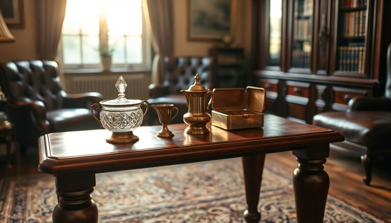 Ein Rauchtisch ist ein kleiner Tisch der traditionell in Raucherzimmern oder Salons verwendet wurde [Bildinhalt mit KI erstellt]