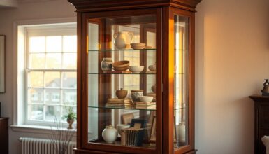 Eine Vitrine ist ein Schrank mit Glastueren