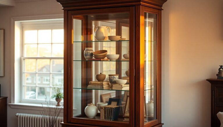 Eine Vitrine ist ein Schrank mit Glastueren [Bildinhalt mit KI erstellt]