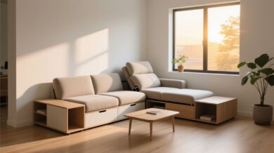 Multifunktionale Sitz Liegemoebel fuer kleine Wohnraeume