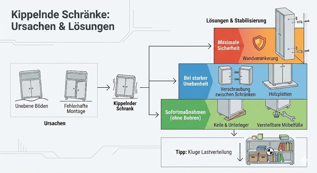 Schrank kippelt Infografik