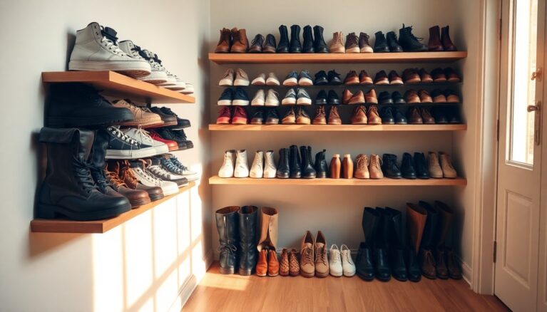 Schuhregal [Bildinhalt mit KI erstellt]