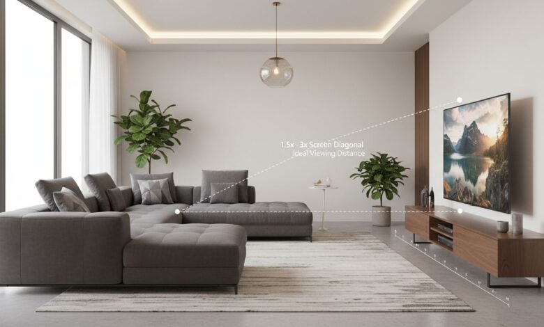 Bester Abstand zum TV im Wohnzimmer