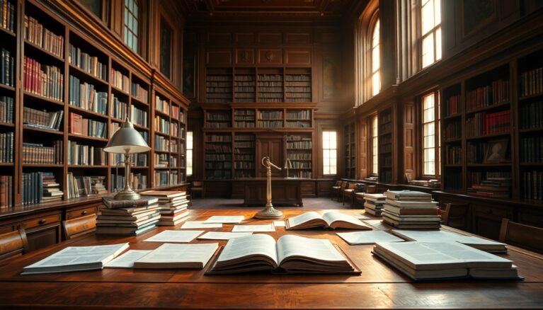 Bibliothekstisch [Bildinhalt mit KI erstellt]