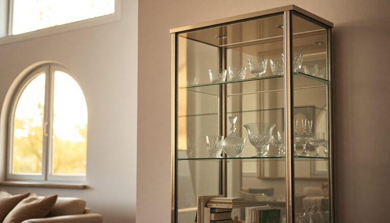 Glasschrank auch als Vitrine bekannt [Bildinhalt mit KI erstellt]