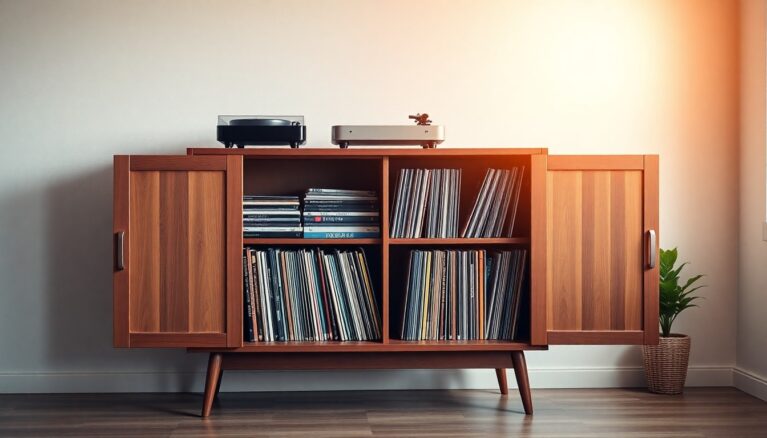 Plattenschrank fuer Schallplatten [Bildinhalt mit KI erstellt]