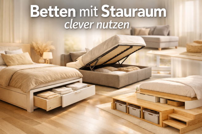 Bett mit Stauraum