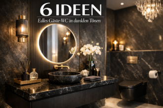 6 Ideen: Edles Gäste-WC in dunklen Tönen
