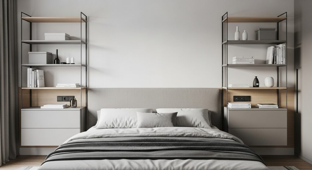 Regale hinter dem Bett