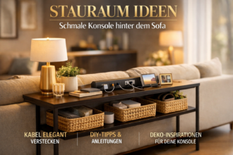 Stauraum Ideen: Schmale Konsole hinter dem Sofa