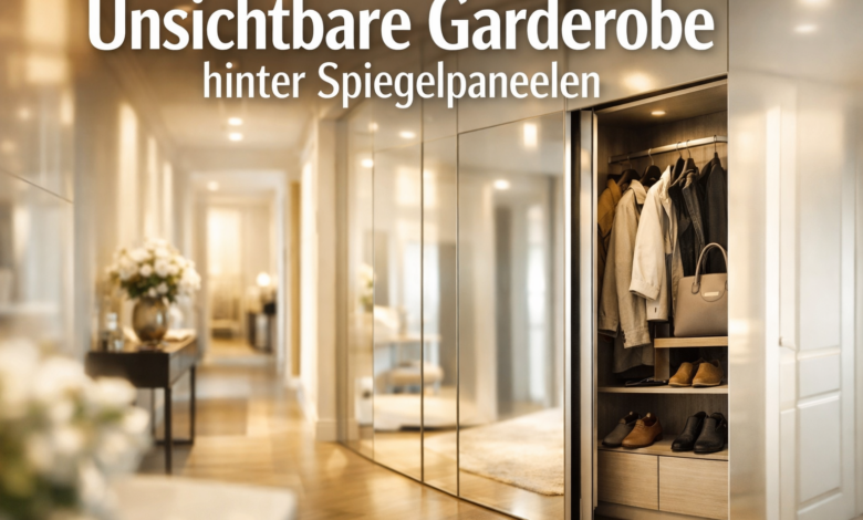 unsichtbare Garderobe hinter Spiegelpaneelen