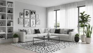 Schwarz-Weiß Deko: Wohnzimmer modern & gemütlich gestalten