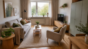 Ideen zum 20 qm Wohnzimmer einrichten [Bildinhalt mit KI erstellt]