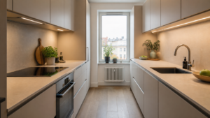 Schlauchküche planen: 6 Profi-Tipps für mehr Raum [Bildinhalt mit KI erstellt]